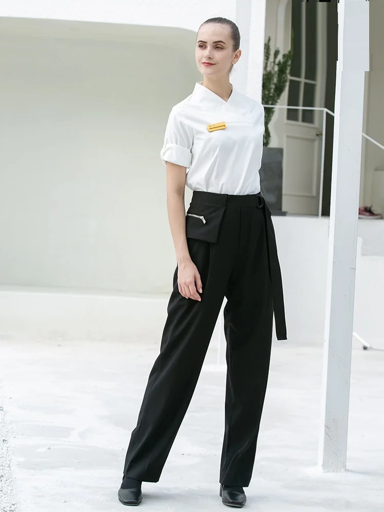 2020 Summer/Spring Best Selling SPA Uniforms Beautician Working Top+Pants Set Hotel High Quality White Work Clothes