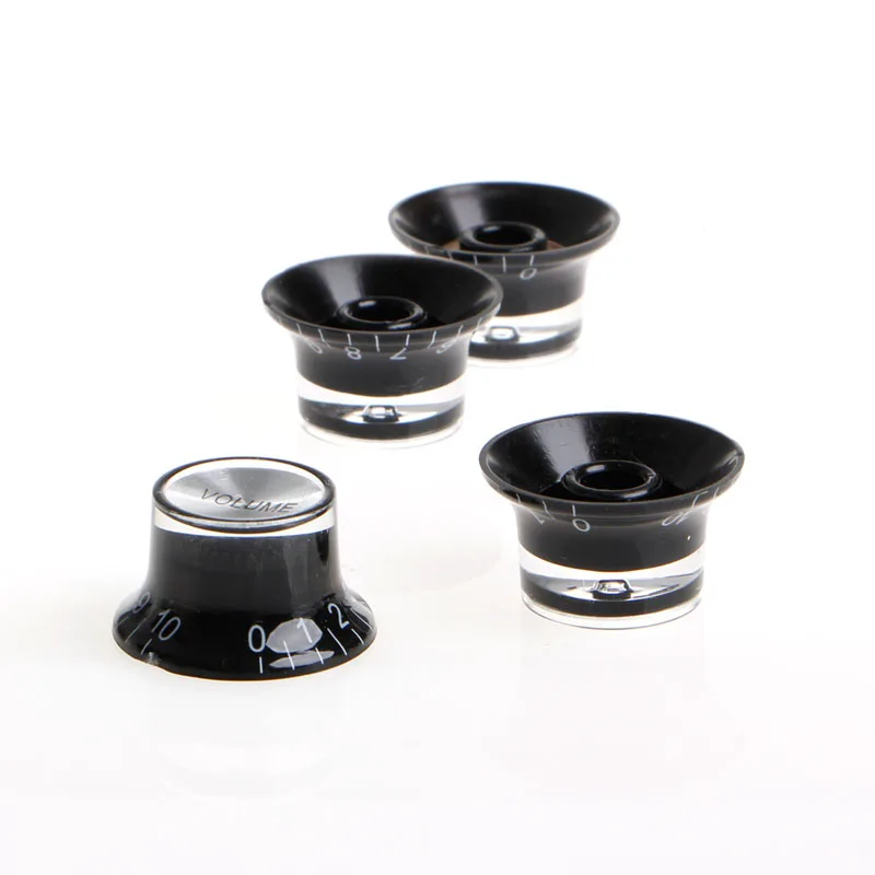 2 Tone 2 Volume Knobs Buttons Guitar Control Silver Hat Bell Top Potentiometer Cap For LP SG