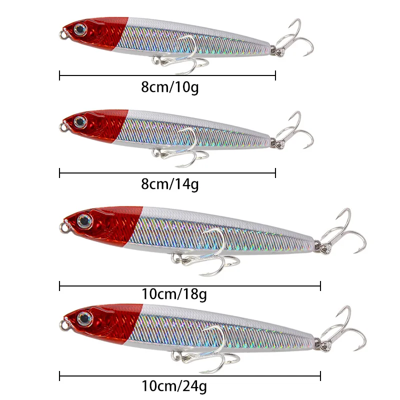Topwater Pencil Fishing Lure 80/100mm 10/14/18/24g Floating Sinking Sea Bass Baits Artificial Hard Bait Pesca Fishing Tackle