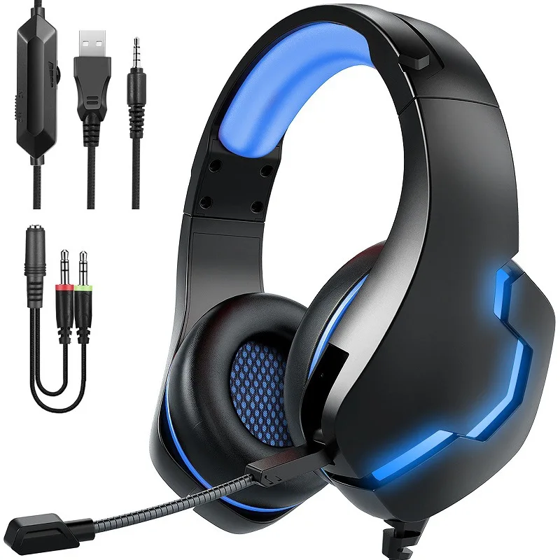 J10 headphones wired wire-controlled luminous gaming headset PS4 computer mobile phone gamer earphones audiophile headphones