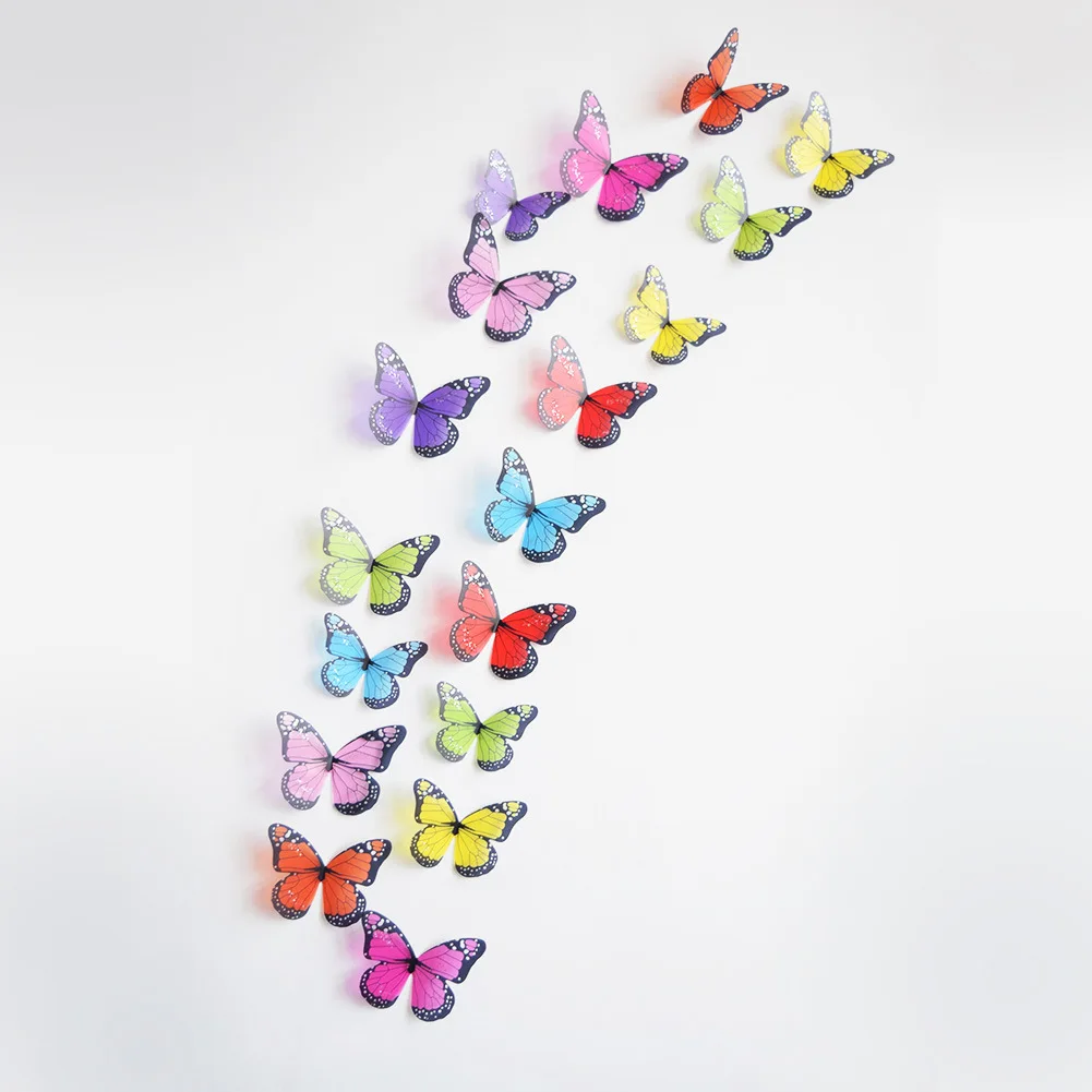 18pcs/lot 3d Crystal Butterfly Wall Sticker Beautiful Butterflies Art Decors Home decor Stickers wedding decoration On the Wall