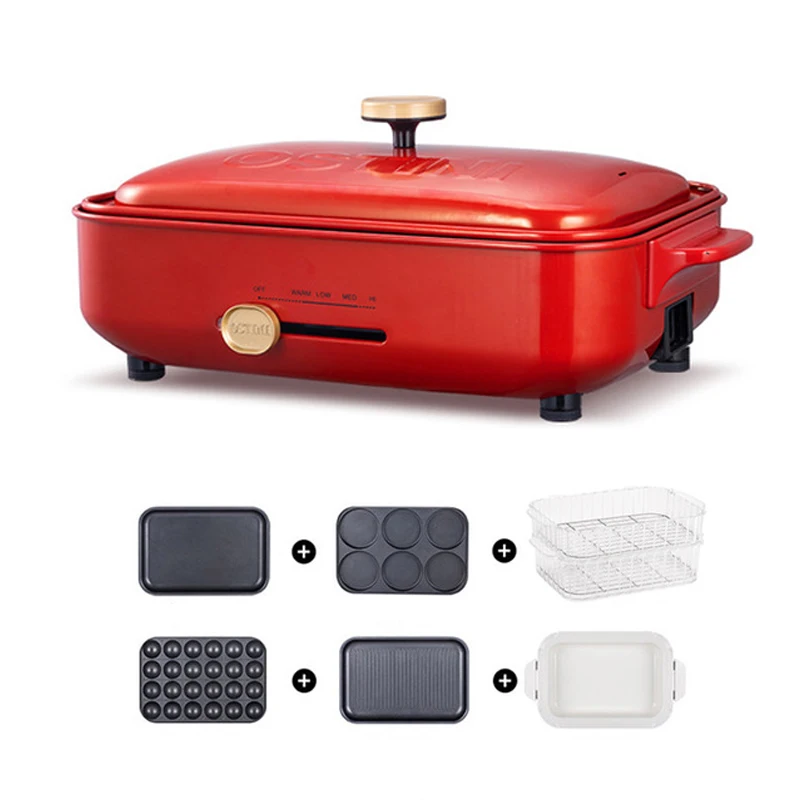 

Multifunction Electric Cooker Home Electric Grill Pans Hot Pot teppanyaki Steam Cooking Machine 1200w 220v Hot sell Pots