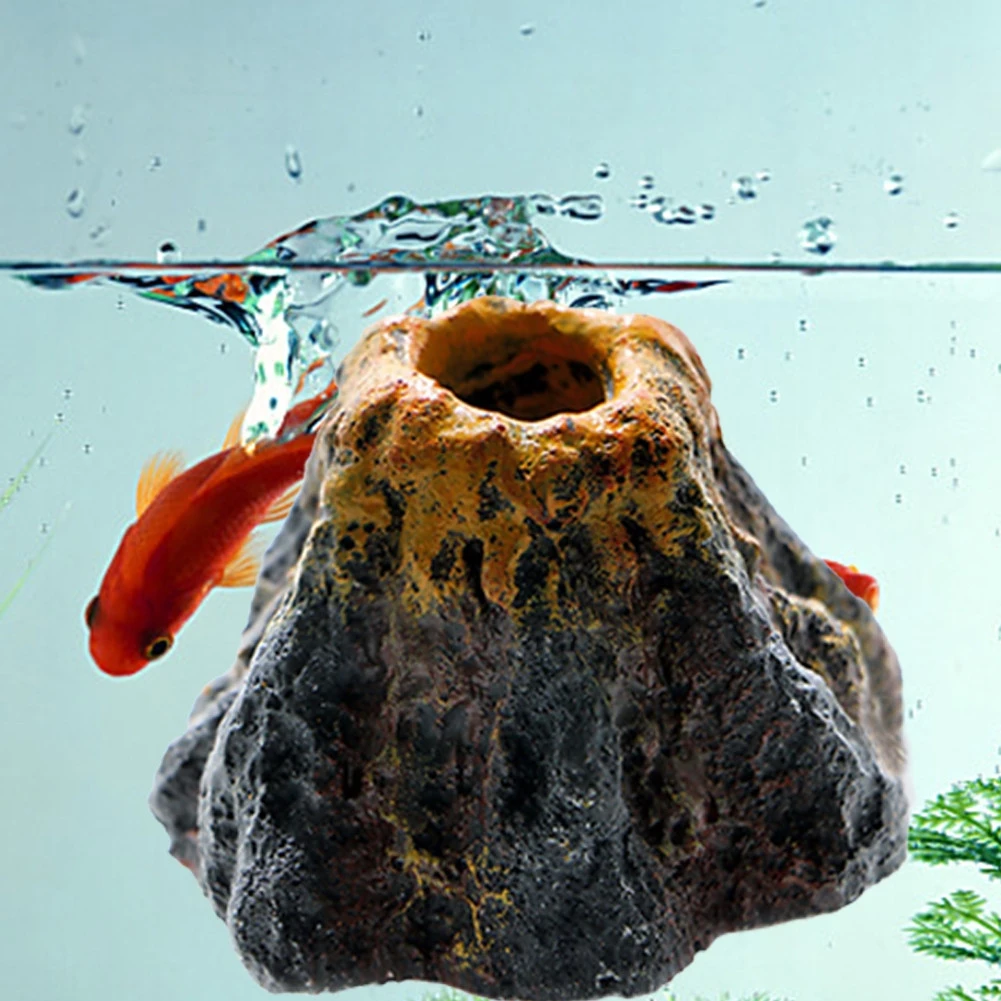 Tanque de peces paisajismo, simulación de volcán, accesorios de Acuario, aireador de rocas para bomba de Acuario, piedra de burbuja de oxígeno para