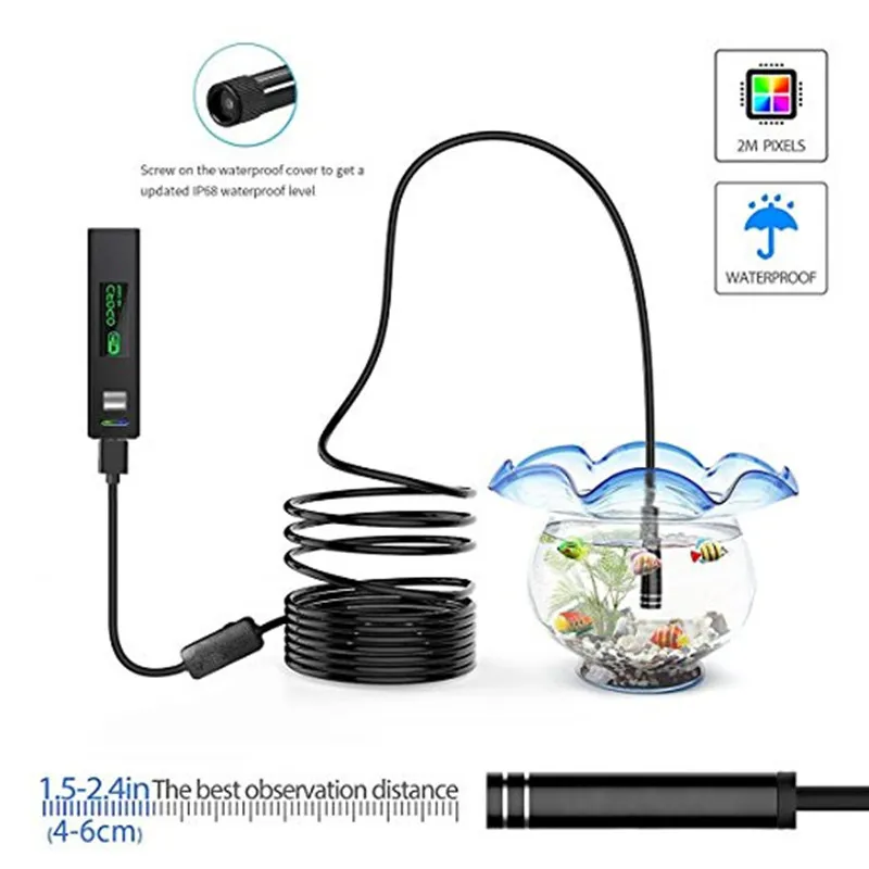 Wifi USB Borescope IP68 Waterproof Inspection Camera 1200P HD Flexible Cable for Smartphone Wireless Endoscope