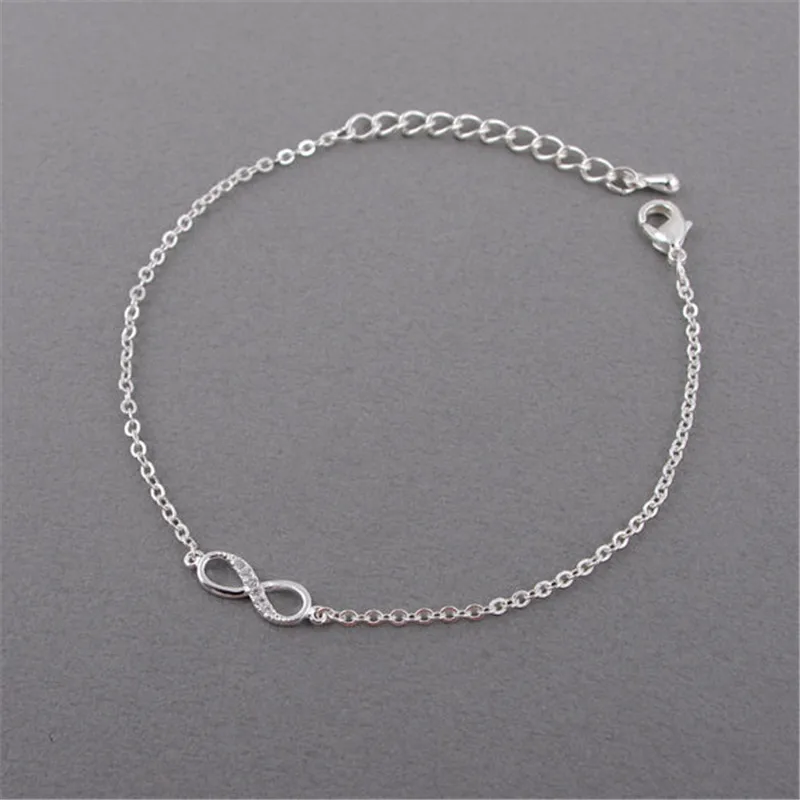 Jisensp Korean Fashion Infinity Number 8 Chain Bracelet Simple CZ Infinity Bracelets for Women Friendship Jewelry Adjustable