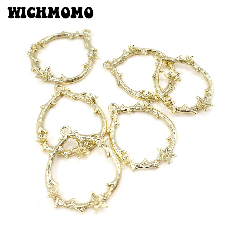 New 6 Pieces/bag High Quality Zinc Alloy Water Drop Flowers Charms Pendants for DIY Earrings Necklace Jewelry Accessories