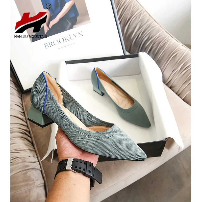 High Heel Single Shoes Comfortable Thick Heel Pointed Toe Women Shoes Casual Spring And Autumn Woman Shoes