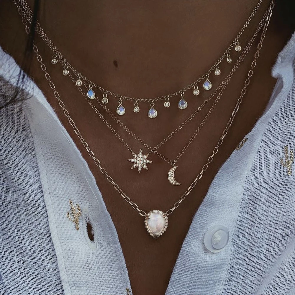 Vintage Multi-element Crystal Necklace For Women Fashion stone Necklace Multiple Layers Pendant Long Necklaces Boho Gift Jewelry - Image 6