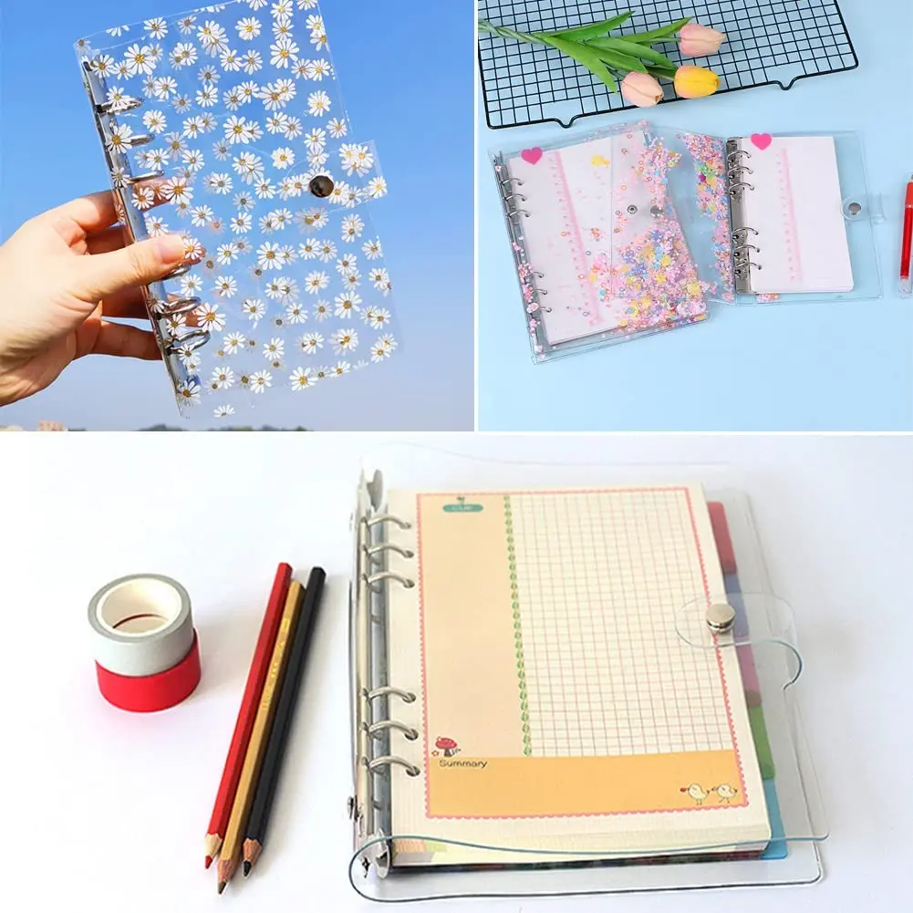 3Pcs A6 Pvc Bindmiddel 6 Ring Notebook Cover Voor A6 Filler Papier, losse Blad Personal Organizer Planner Met Magnetische Gesp Sluiting