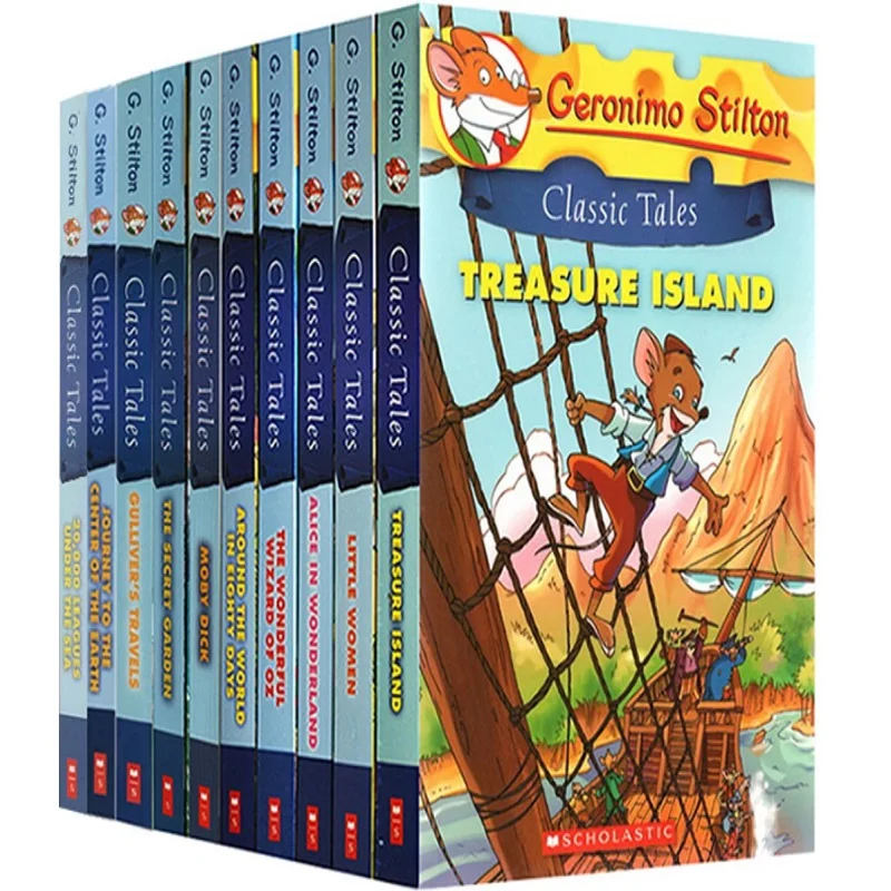 10 Buku/Set Geronimo Stilton Cerita Klasik Buku Gambar Cerita Bahasa Inggris untuk Anak-anak Belajar Bahasa Inggris Membaca Buku untuk Anak-anak