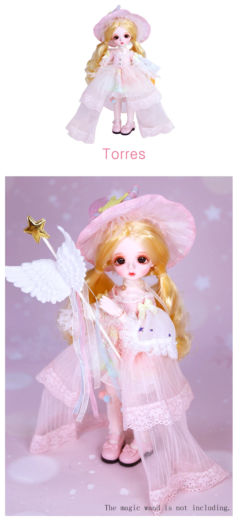 DBS DREAM FAIRY Puppe 1/6 BJD Name von Little Angel, mechanischer Gelenkkörper mit Make-up, inklusive Kopfhaut, Augen, Kleidung für Mädchen SD – Detail 14
