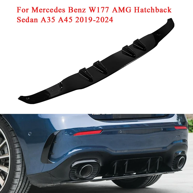 Car Rear Bumper Air Splitter Diffuser Body Spoiler Bottom Plate For Mercedes Benz W177 AMG Hatchback Sedan A35 A45 2019-2024