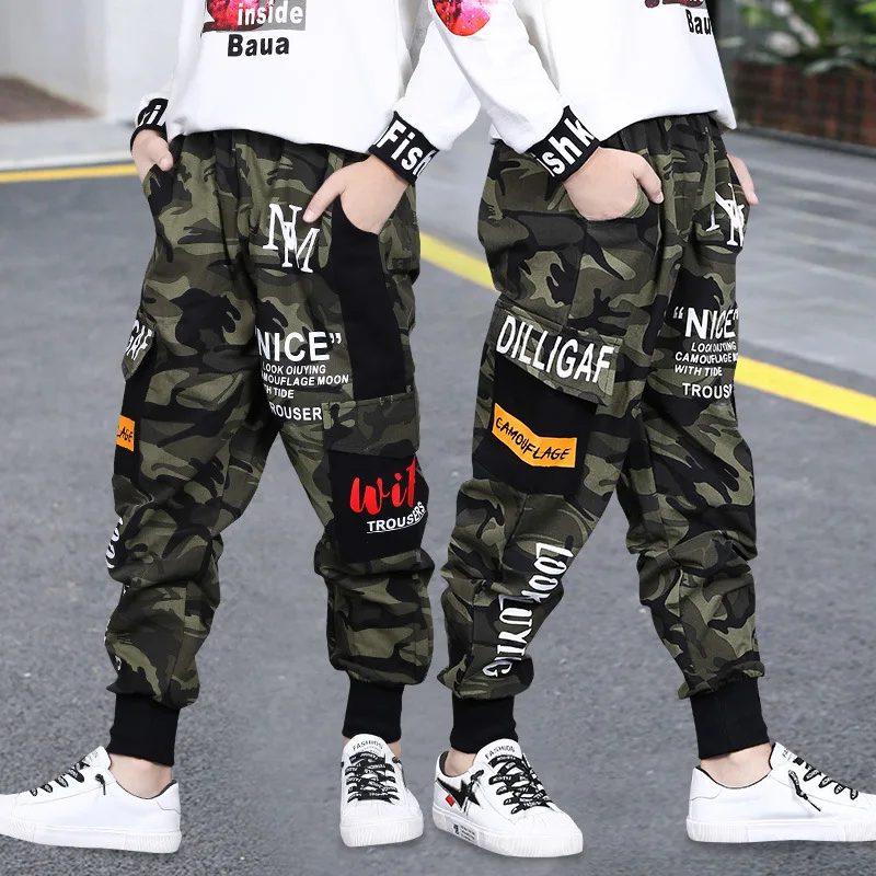 Autumn Fashion Camouflage Joggers Pants for Kids Boys Cotton Children Cargo Sport Pant Super Elastic Trousers Baby Clothes 3-15Y