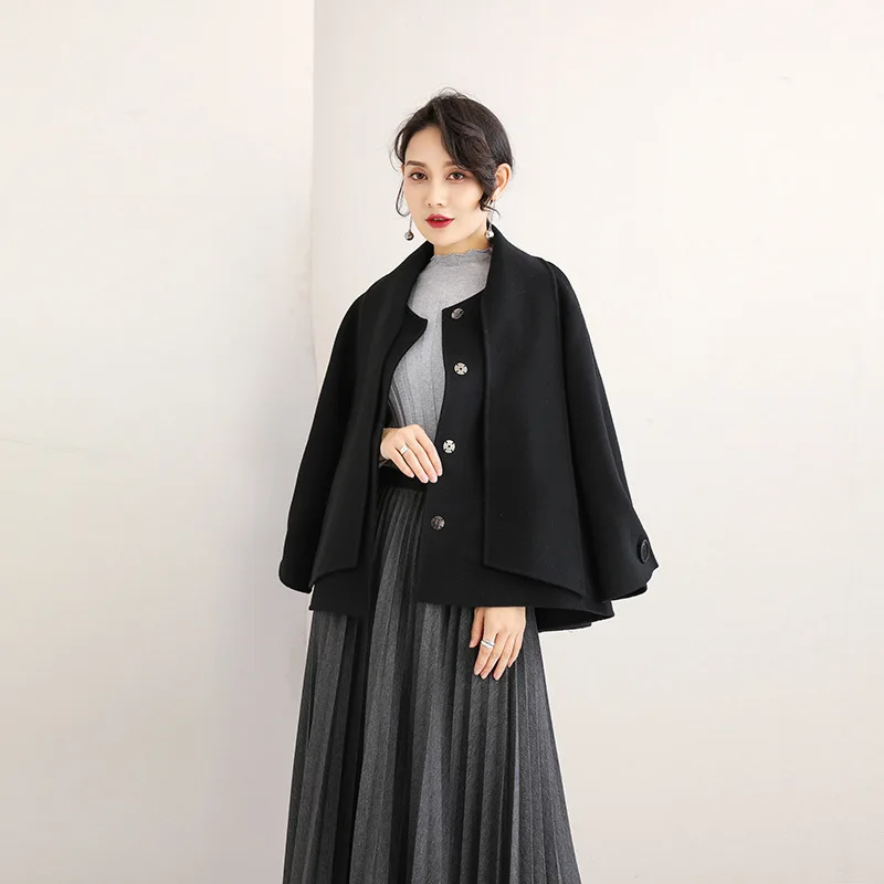 100% Wool Coat Female Jacket Red Korean Cloak Black Fashion Overcoat Women Spring Autumn Coats and Jackets 2020 12QLH1011 KJ6065