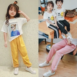 Children's Spring and Autumn Trousers Thin Linen Silk Boy Girl Bloomers Trousers Casual Baby Pants Children's Sports Pants 3-8 T