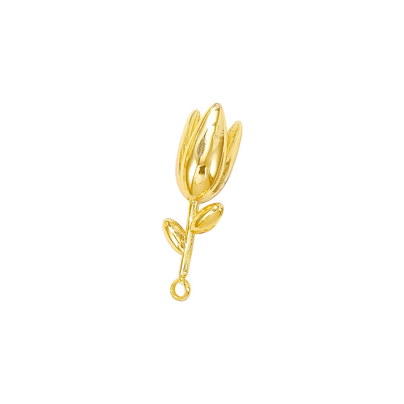 Factory Wholesale Gold Color Brass Tulips Charms Pendants  Necklace Bracelet Earring Diy Jewelry Making Supplies Accessories