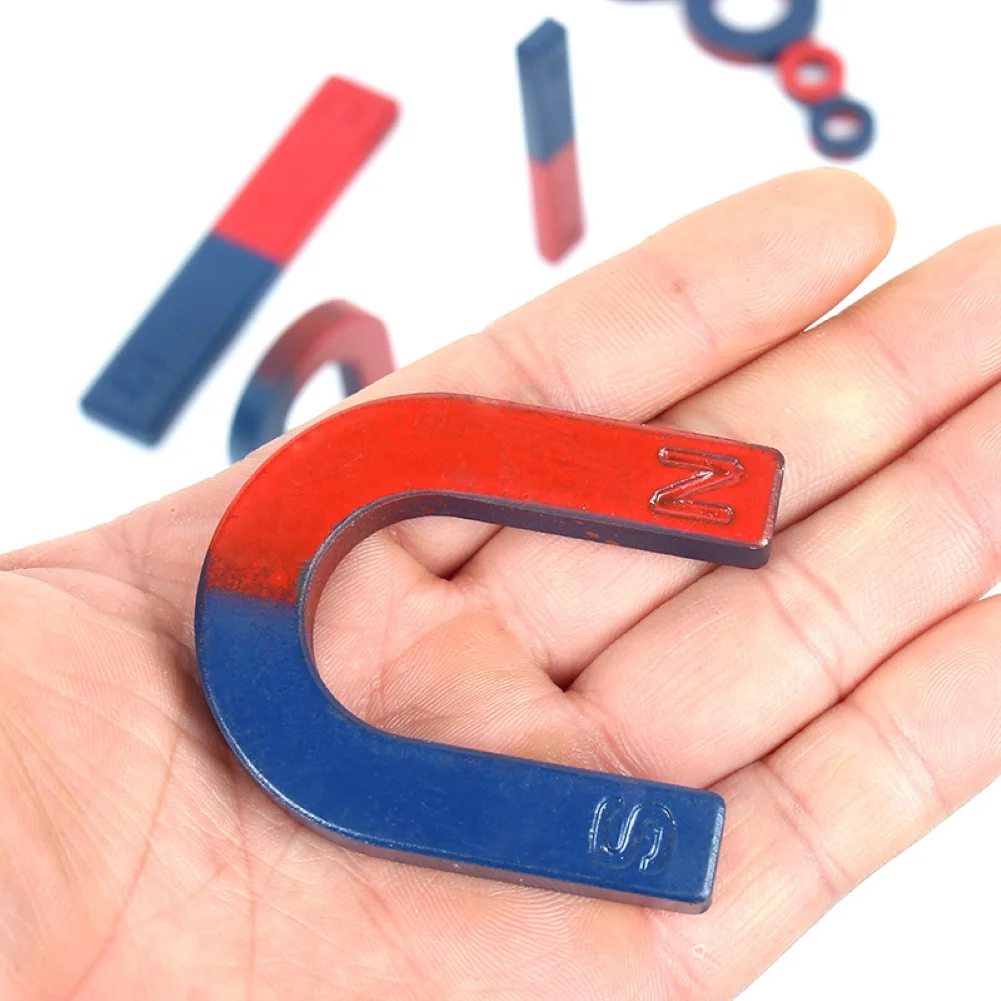 9Pcs Kid U Bar Ring Science Experiment Magnet Teaching Aid Education Toy with strong magnetism Magnet Toy Set Physical