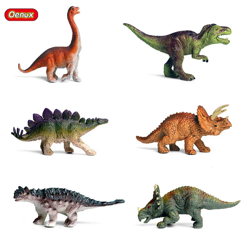 Oenux Mini Jurássico Stegosaurus Saichania Sólido PVC Dinossauro Mundo Modelo Animal Figuras de Ação Coleção Brinquedo Para Crianças