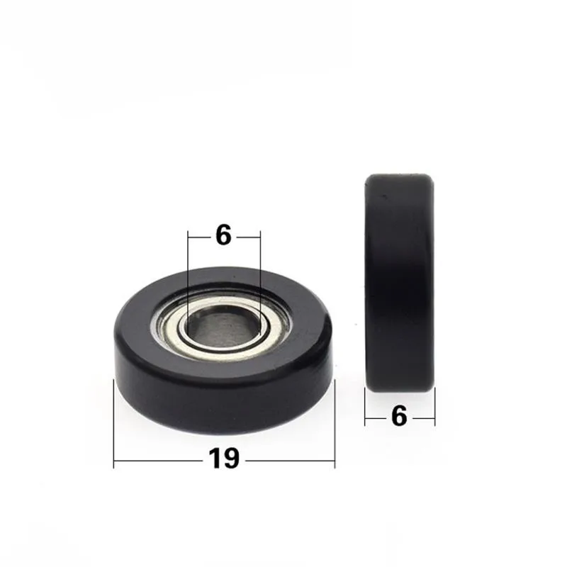 20 Stück/100 Stück Flachrolle 6*19*6mm 686ZZ Lager POM Kunststoffbeschichtete Riemenscheibe Schubladen-Vitrinenrolle Führungsrad Geräuscharm 6x19x6 – Detail 1