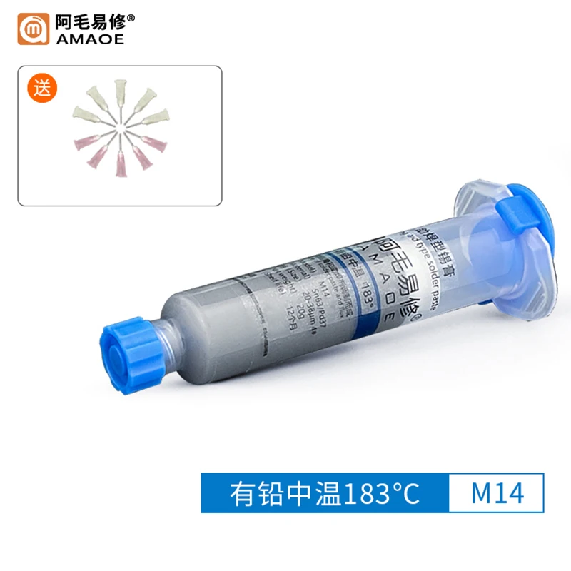 AMAOE 20g Lead/Lead-free Solder Paste 138/183 Tin Paste syringe for PCB BGA LED SMD Solder flux Soldering repair tools