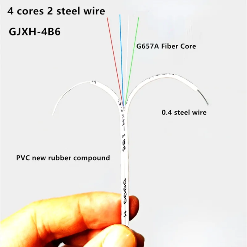 Imagem -02 - Medidores Cabo de Remendo Interno do Cabo da Fibra Ótica do Rolo Gjxh4b6 Núcleos de Aço Único Modo Jumper G657a Alta Qualidade em China 1000