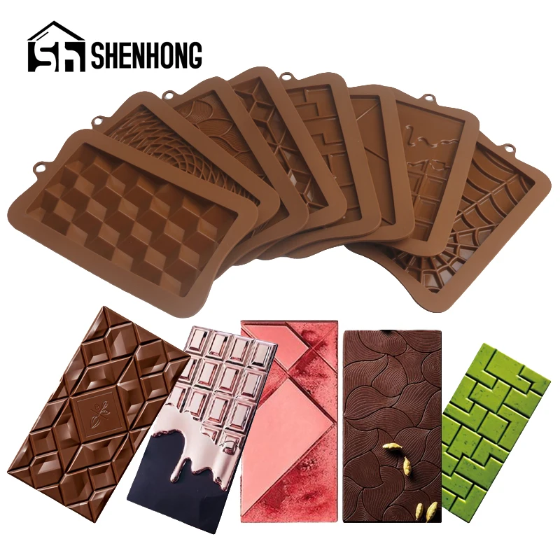 SHENHONG Brown Silicone Chocolate Mold Food Grade Child Candy Chunks Baking Mould Sugarcraft Decorating Tools Dessert Bakeware