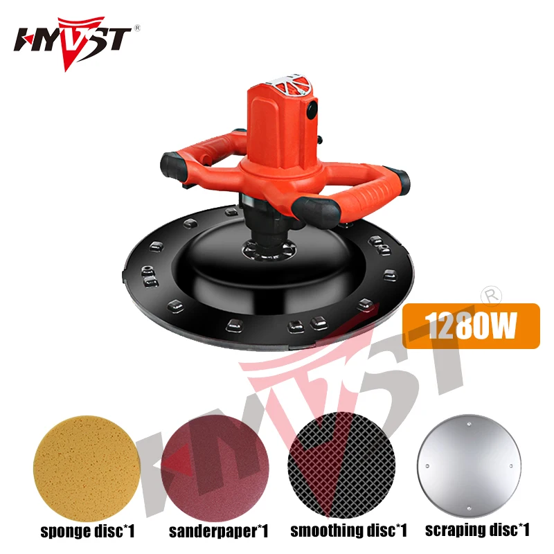 Hyvst 220V Hand-Held Electric Concrete Epoxy Cement Mortar Trowel Wall Smoothing Polishing Machine Plastering Bucket Trowel Tool