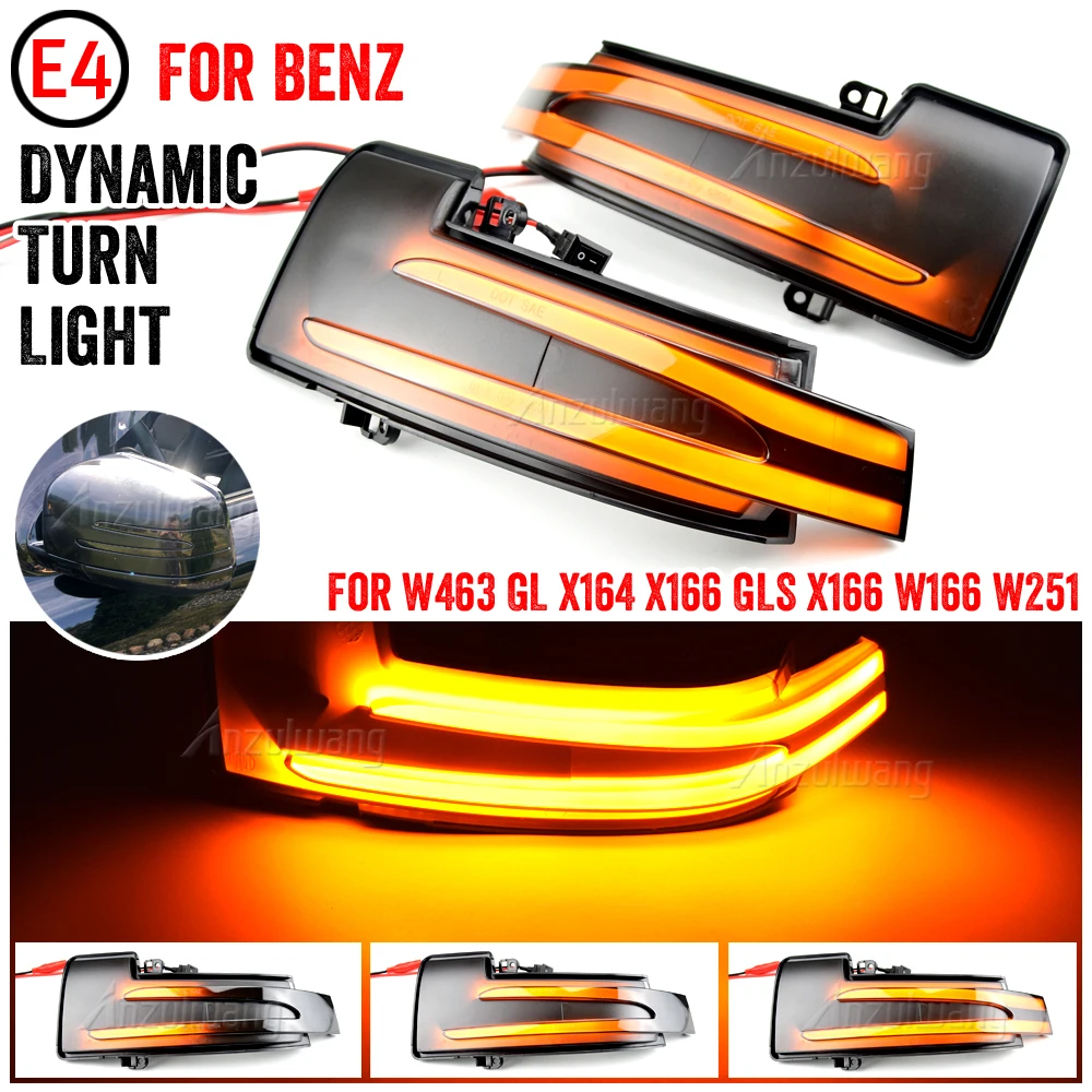 2X LED Rearview Mirror Lamp For Mercedes Benz W164 W251 W166 W463 X166 ML300 ML350 Dynamic LED Turn Signal Side Indicator Light