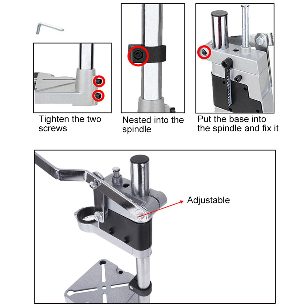 Soporte de sujeción de taladro eléctrico de un solo orificio, soporte de estante, abrazadera de taladro de mano, accesorios para herramienta rotativa de carpintería