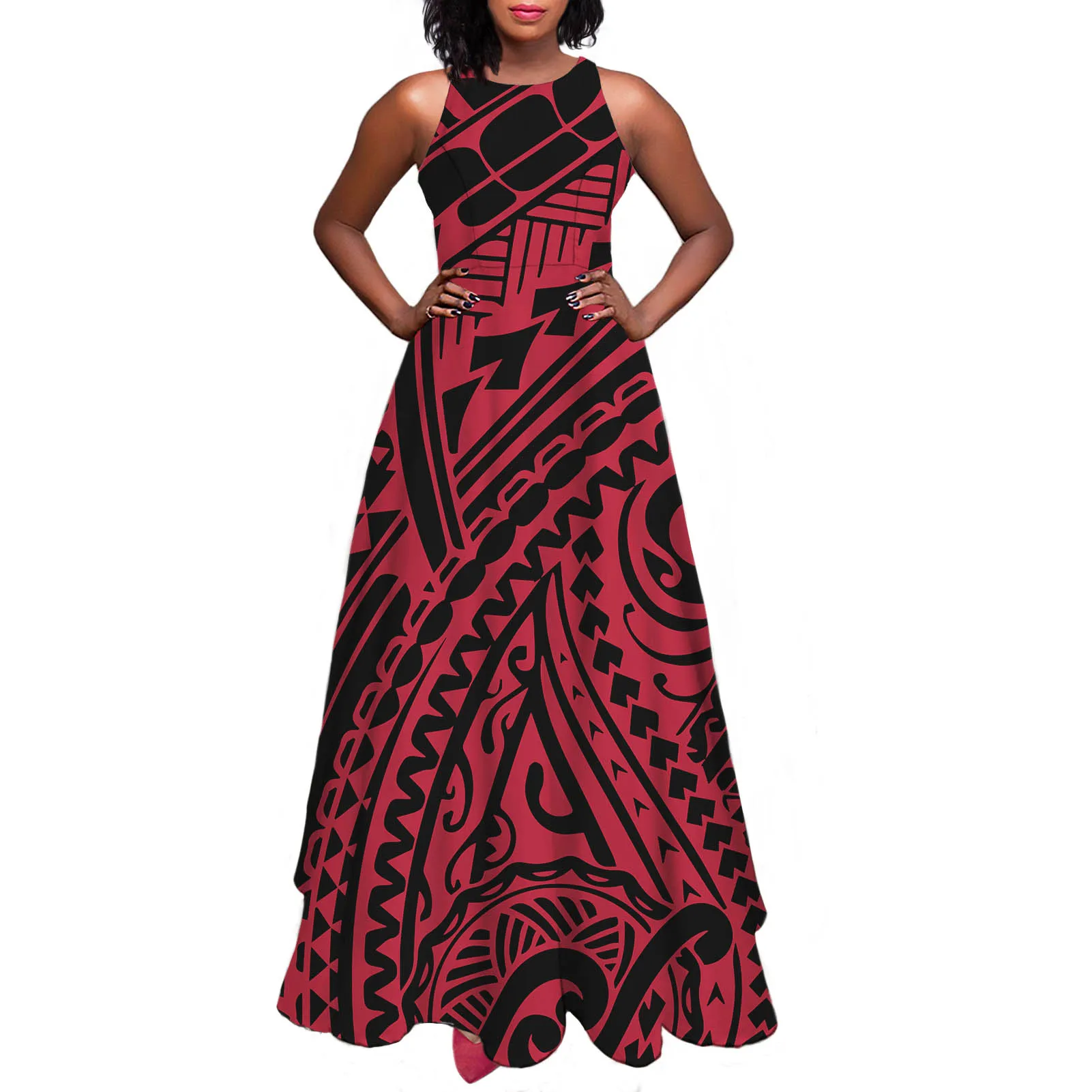 Hycool Ladies Dress Casual Women Clothing Polynesian Tribal Samoa Clothing Wholesale Bulk Ladies Autumn Maxi Dress Fall