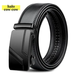 105 150 140 130 160 170cm Large Size Men's Belt PU Brand Fashion Automatic Simple Buckle Black PU Leather Belt 3.5cm Width