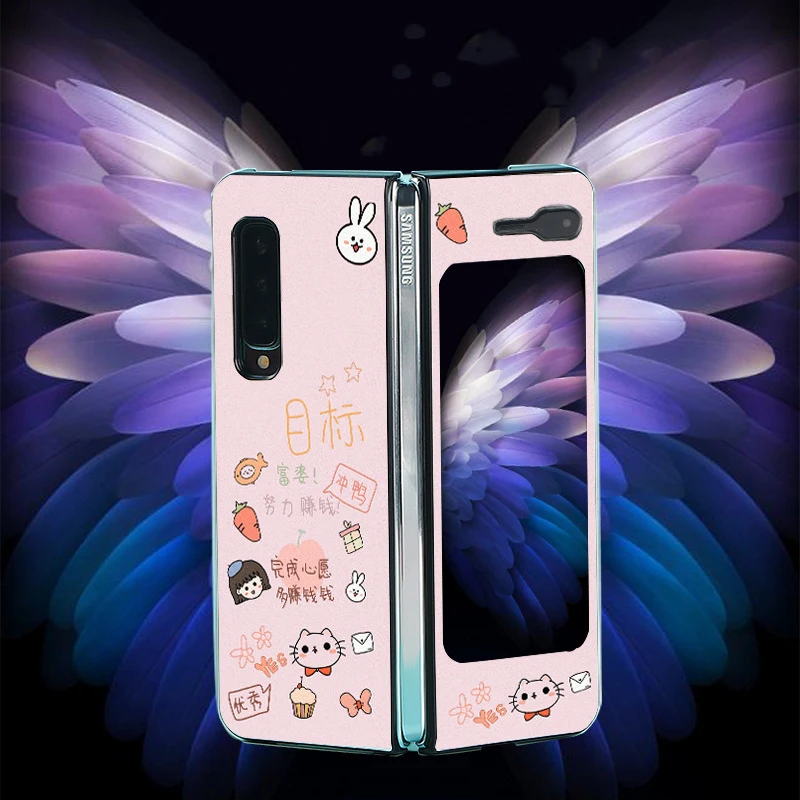 Z Fold 3 Funda Case for Samsung Galaxy Z Fold 3 Z Fold 2 Case Fold W20 5G Lovely Cartoon image Coque PU Leather Phone Case Cover