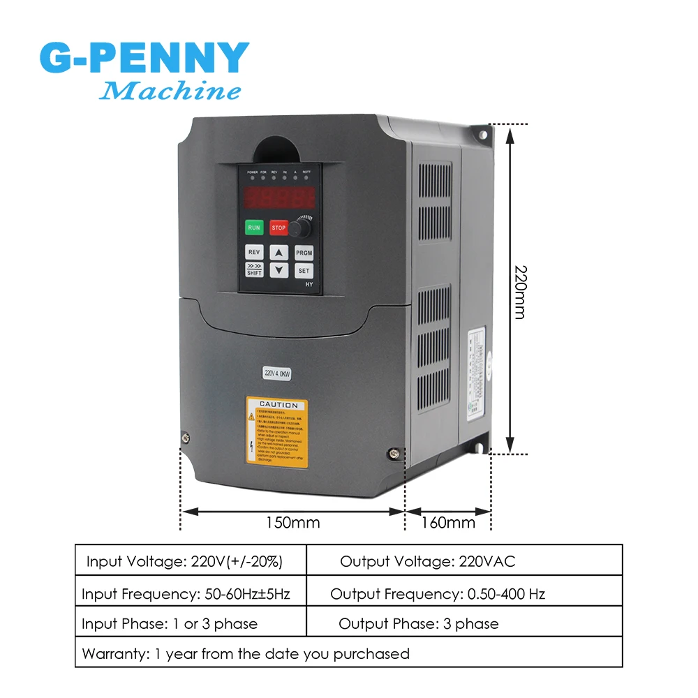 Imagem -03 - G-penny 3.5kw Er20 Refrigerou a ar do Motor 220v 380v Peças Rolamento de Esferas Cerâmico & Huanyang hy 4.0kw Inversor Vfd