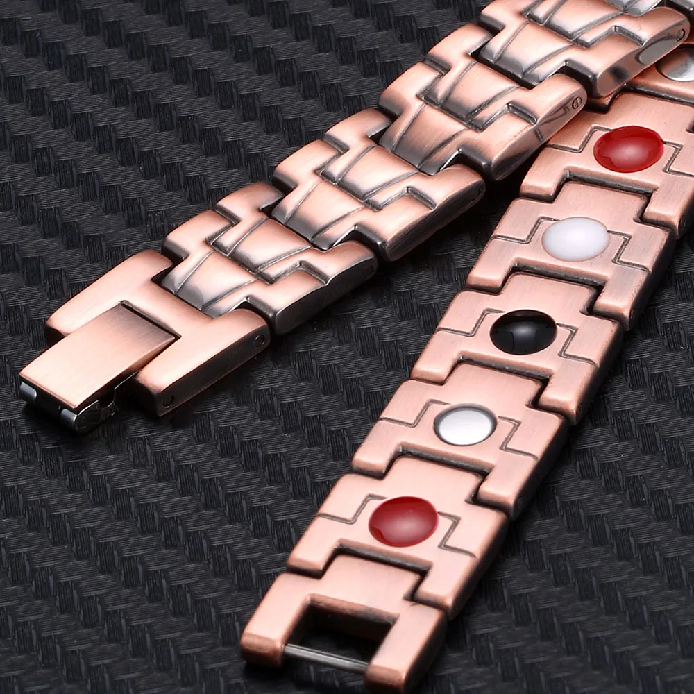 100% Pure Copper Germanium Magnetic Bracelet for Men Therapy Energy Bracelet Health Care Male Jewelry