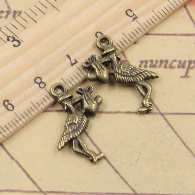 20pcs Charms Stork Delivering Baby Bird 23x18mm Tibetan Bronze Silver Color Pendants Crafts Making Findings Antique DIY Jewelry