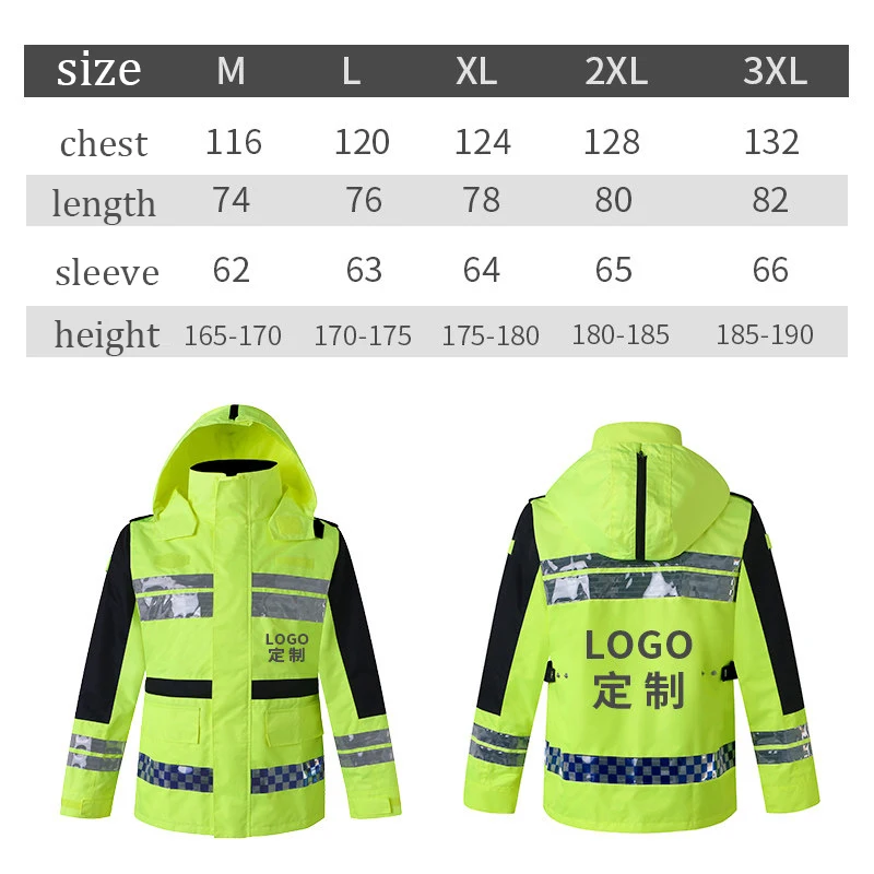 Reflective Raincoat Suit Road Traffic Rescue Adult Split Raincoat Fluorescent Yellow Outdoor Waterproof Cloth