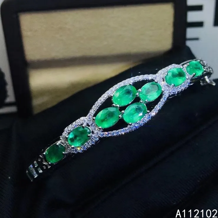 

KJJEAXCMY fine jewelry 925 sterling silver inlaid natural emerald new girl Gift lovely hand bracelet supports test Chinese style