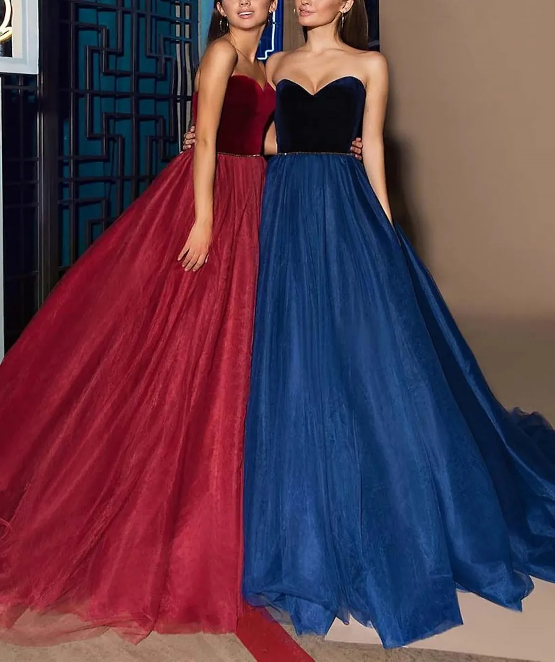 Customized Elegant Princess Top Velevt Tulle Evening Dress 2025 Strapless Beading Prom Formal Gown Vestidos Feast Robe De Soiree