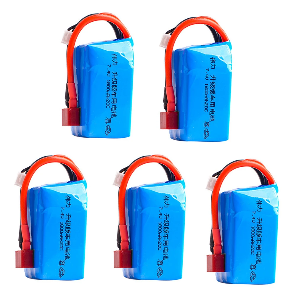 

5PCS 7.4V 1800mAh 20C Lipo Battery T Plug for Wltoys A959-b A969-b A979-b K929-B RC Cars spare parts 2S 7.4 V battery wholesale