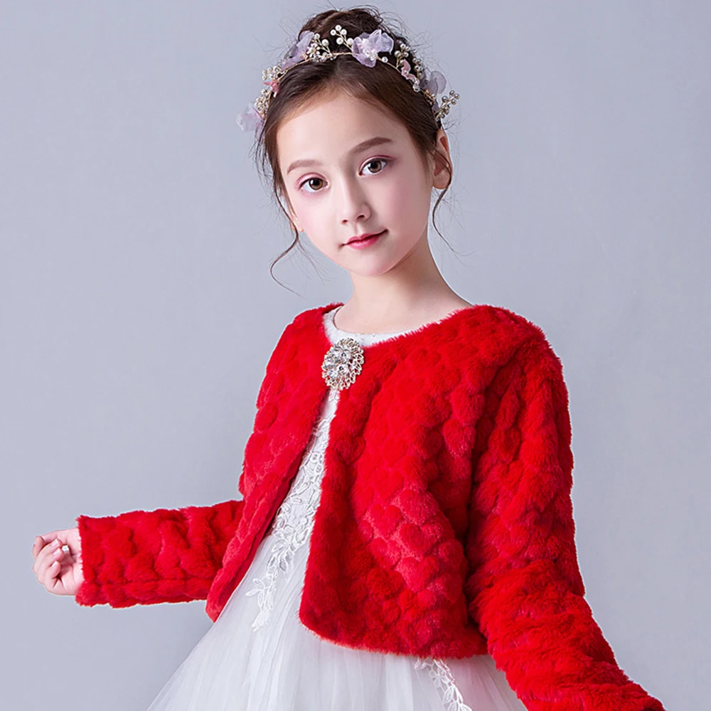 Winter Warm Princess Long Sleeve Cape Kid\'s Coat For Girls Children\'s Jacket Outerwear Wedding Party Shawl 12 13 Years