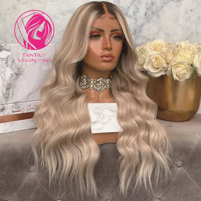 

Loose Deep Wave Lace Frontal Wig Natural Wigs For Women 13x4/13x6 Human Hair Lace Wigs Ash White Blonde Highlights 150% 180%