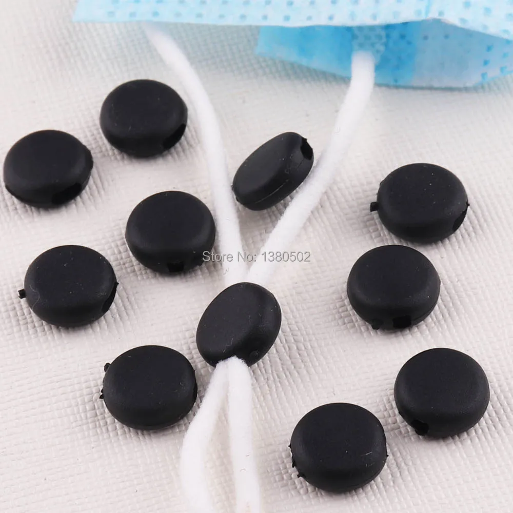 100pcs/lot 10cm Elastic Cord Adjuster black color Cord Locks cord end stopper with rope For Drawstrings Home DIY Craft for Mask