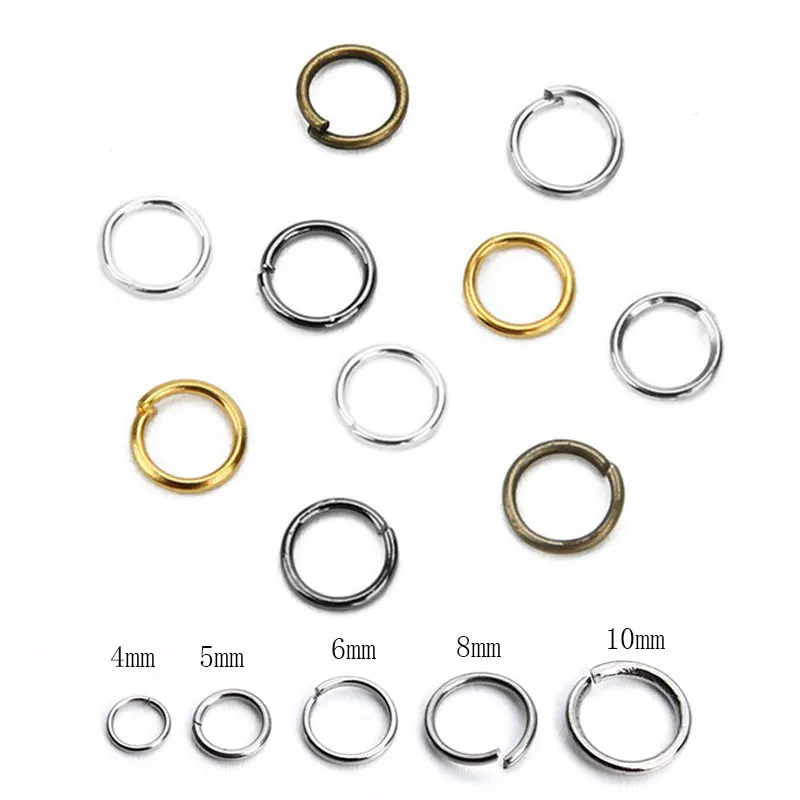 

200pcs 4 5 6 8 10mm Open Jump Rings Bulk Metal Iron Split Rings Gold Bronze Color End Connectors Clasps for Diy Jewelry Supplies