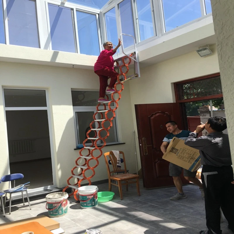 Escaleras retráctiles para interiores y exteriores, material de aleación de aluminio y magnesio montado en la pared, para el ático del hogar, novedad