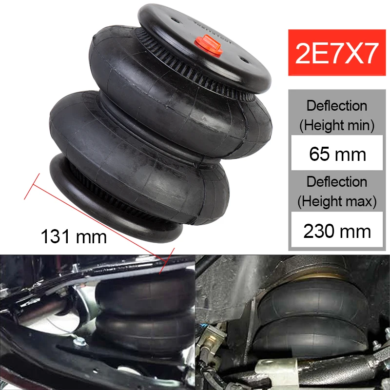 Universal Double Convolute 1/2npt Air Spring Airbag Air Ride Suspension Bag Pneumatic Bag Shock Absorber 2E7X7 Car Accessories