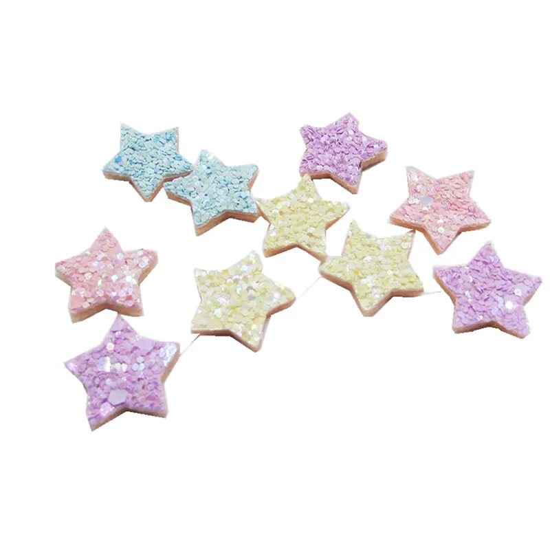 50 sztuk/partia 2cm glitter star klocki łatki aplikacje dla Craft ubrania akcesoria do szycia DIY akcesoria do włosów