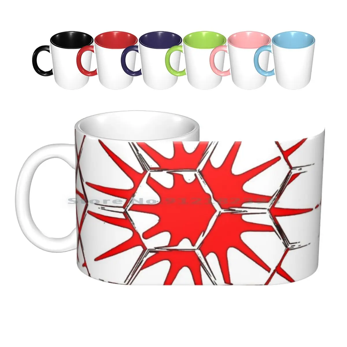 Abstract-Sphere Ceramic Mugs Coffee Cups Milk Tea Mug Ball Designs Red Star Cool Abstract Art Template Abstract Shape Symbol