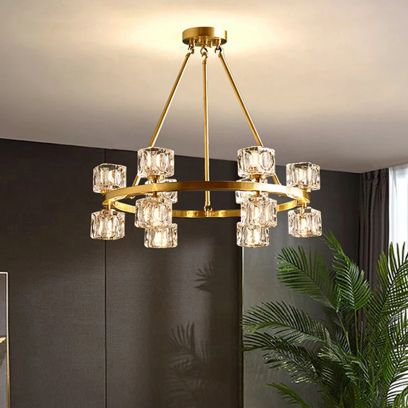 Nordic Modern LED Chandeliers Simple Circle Luxurious Lights All Copper Minimalist Creative Lamps For Bedroom Cloakroom Fixtures