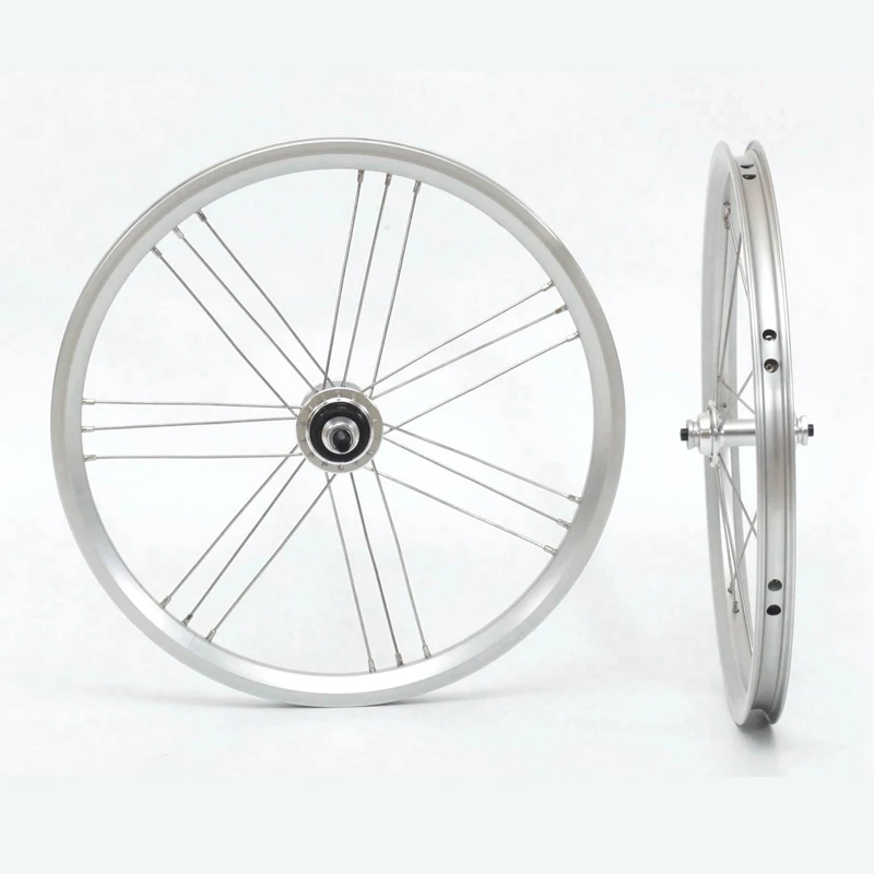 990g Aceoffix 1~3 Speed Silver Wheel Set for Brompton front 14 hole rear 21 hole 16inch 349 Front 74mm Rear 112mm Wheelset