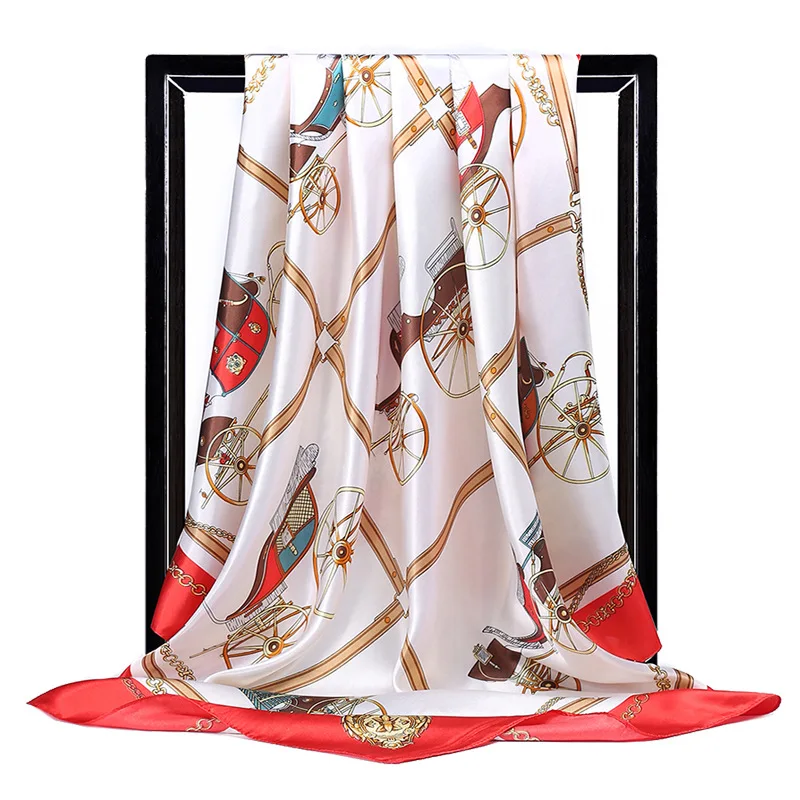 2021 Luxury Brand Fashion 90cm Bandana Real Fabrics Silk Scarves Soft Scarf Women Sun-resistant Shawl chiffon hijab poncho head